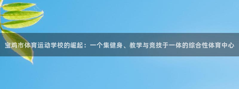 凯发官网下载平台注册：宝鸡市体育运动学校的崛起：一个